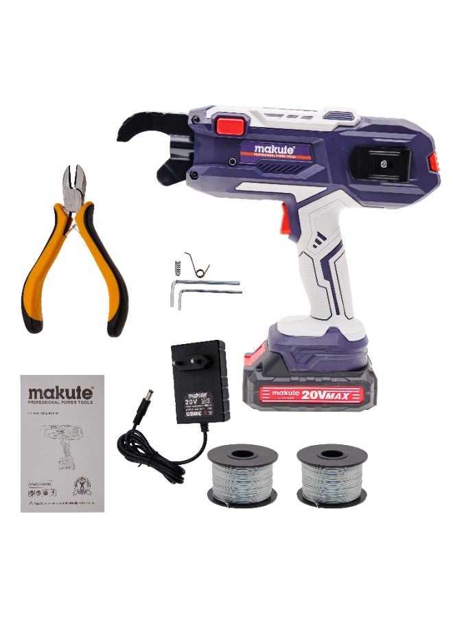 ماكيوت ماكينة ربط حديد التسليح ماكوت CRA121-340-BL، أداة ربط فولاذية أوتوماتيكية لاسلكية 20 فولت، نطاق تثبيت من 8 إلى 34 مم، دعم سلك 0.8 مم، شاشة تحكم رقمية، معدات بناء بمحرك بدون فرش - Image 1